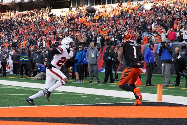 Ja'Marr Chase catches a touchdown pass 