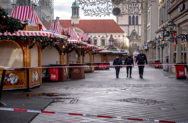 Police at cordoned off Christmas market