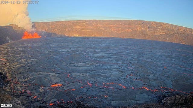 An eruption on the summit of the Kilauea volcano in Hawaii