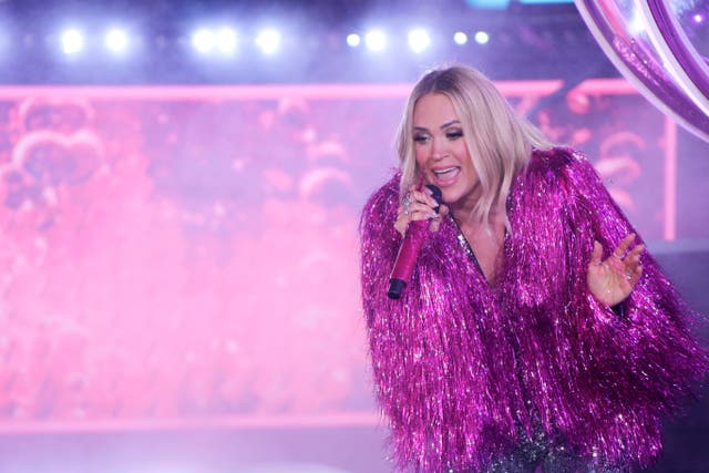 Carrie Underwood performing during the Times Square New Year’s Eve celebration