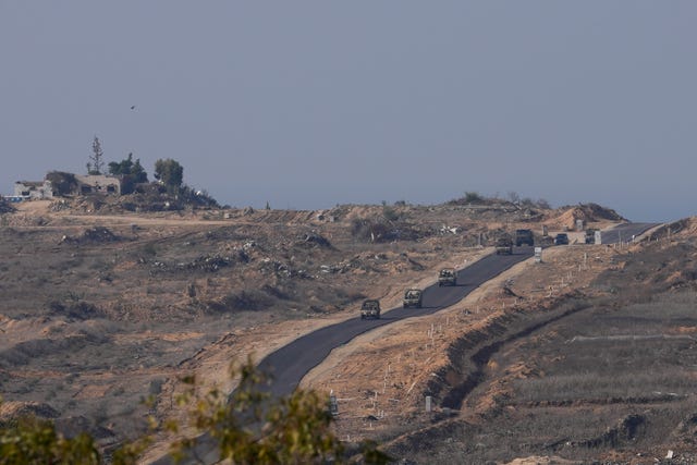 Israeli armoured vehicles near the Gaza Strip