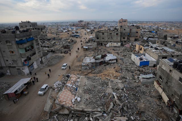 A tent camp for displaced Palestinians in the Khan Younis refugee camp in southern Gaza Strip 