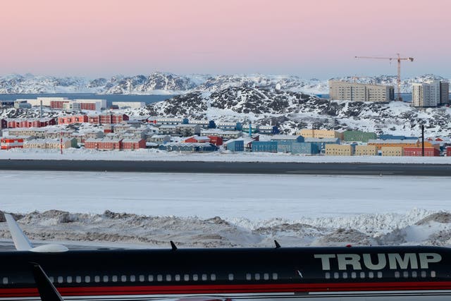 A plane carrying Donald Trump Jr landing in Nuuk, Greenland