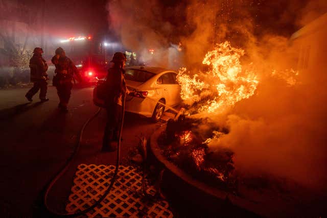 Firefighters battle the Eaton Fire