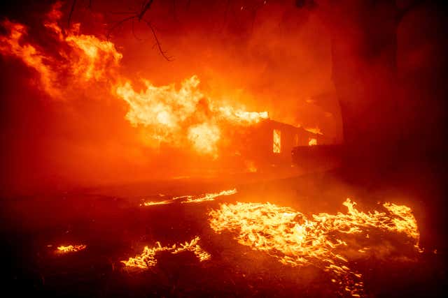 The Eaton Fire destroys a structure in Altadena, Calif.ornia