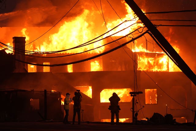 Beach front homes destroyed by fire in Malibu, California