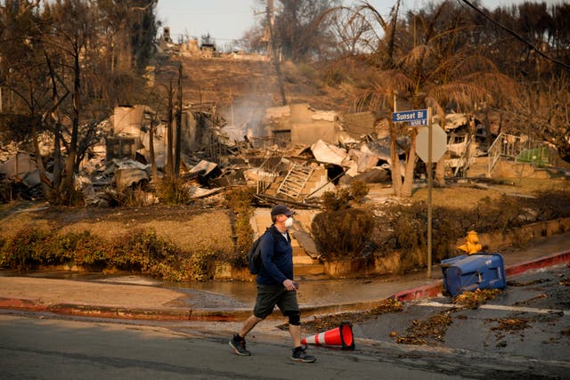 A property is destroyed along Sunset Boulevard