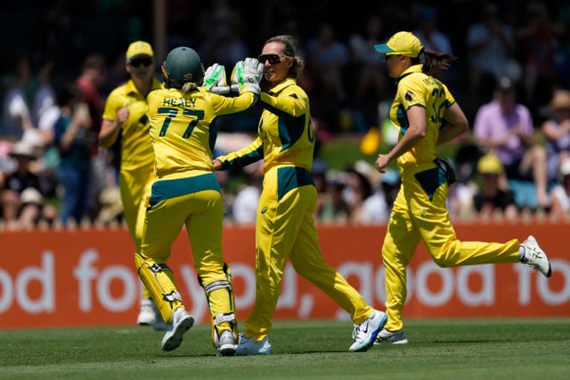 Australia Women celebrate an England wicket in the Women's Ashes.