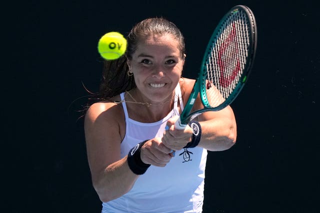 Jodie Burrage strikes a backhand