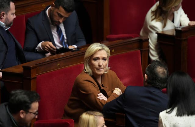 French far-right leader Marine Le Pen at the National Assembly in Paris