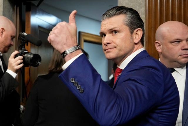 Pete Hegseth, President-elect Donald Trump’s choice to be defence secretary, gives a thumbs-up at the completion of his confirmation hearing before the Senate Armed Services Committee, at the Capitol in Washington