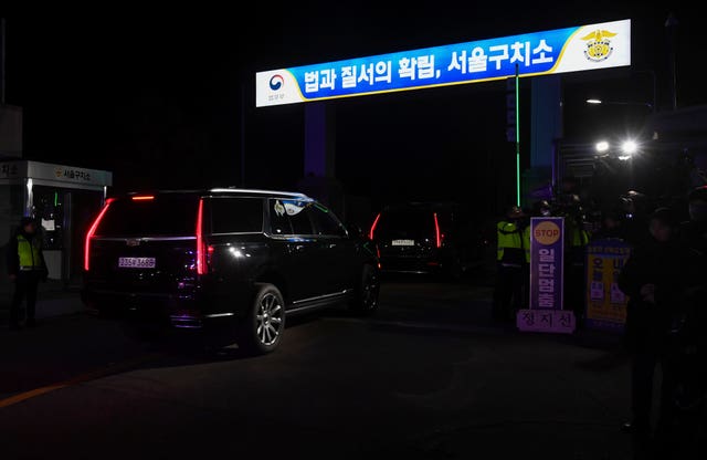 A motorcade for impeached South Korean President Yoon Suk Yeol arrive at a detention centre in Uiwang, South Korea 