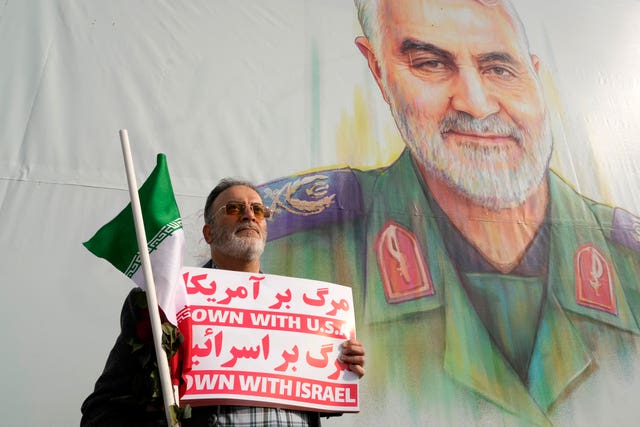 A portrait of the late Iranian Revolutionary Guard general Qassem Soleimani