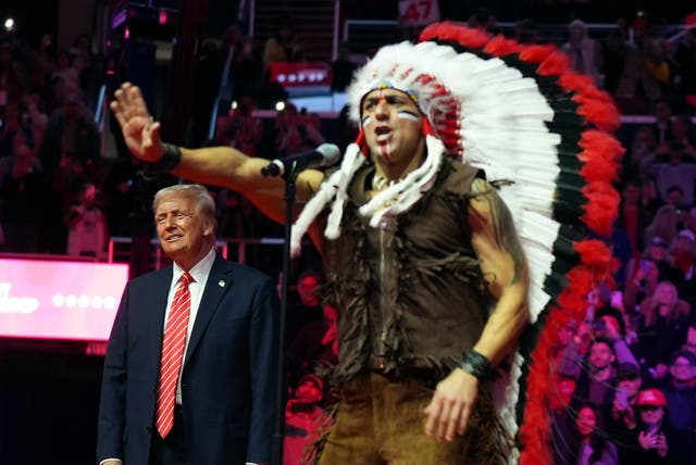 President-elect Donald Trump watches The Village People perform