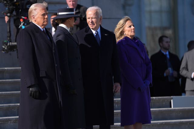 Donald and Melania Trump with Joe and Jill Biden