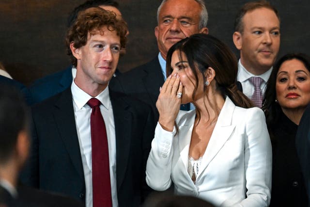 Mark Zuckerberg, left, at Monday's inauguration ceremony