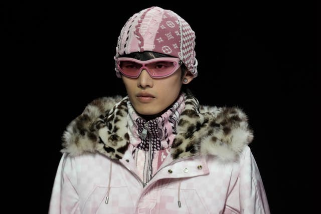 A model wears a creations as part of the men's Louis Vuitton Fall-Winter 2025-2026 collection