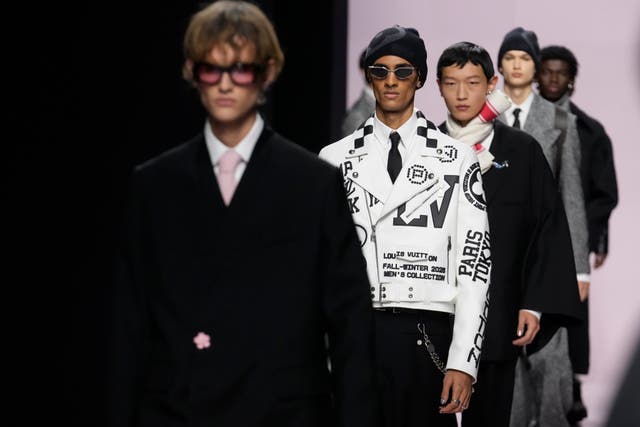 Models wear creations as part of the men's Louis Vuitton Fall-Winter 2025-2026 collection