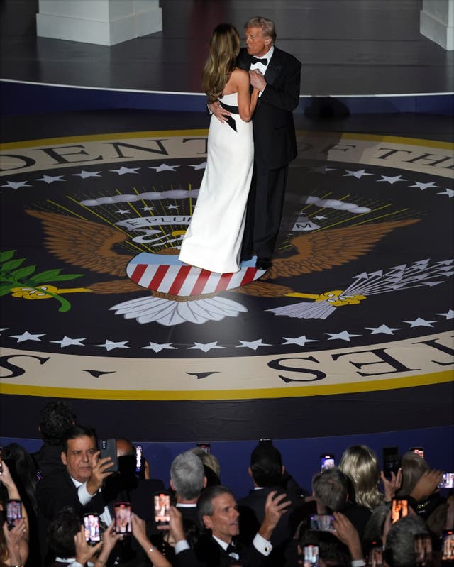 President Donald Trump and first lady Melania Trump dance at the Starlight Ball