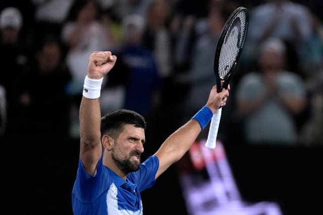 Novak Djokovic celebrates his victory 