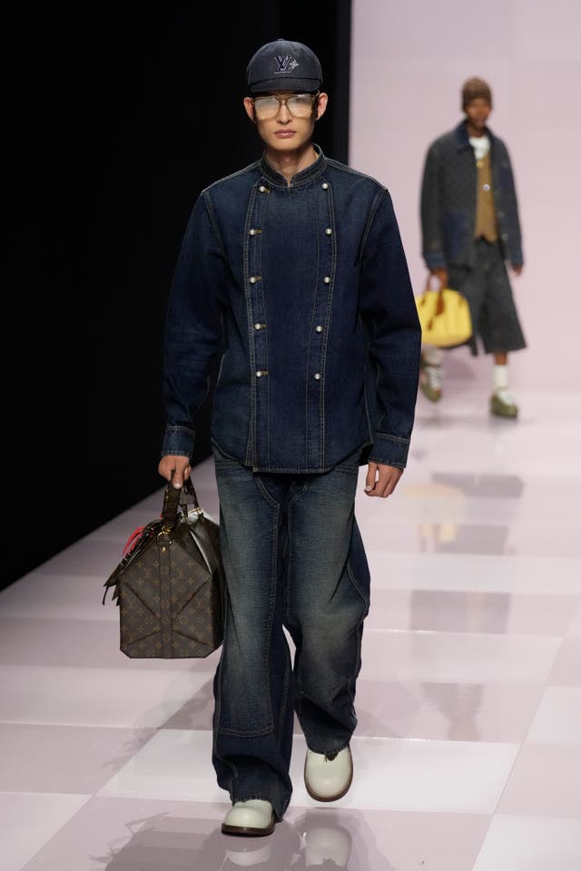 A model wears a creations as part of the men's Louis Vuitton Fall-Winter 2025-2026 collection