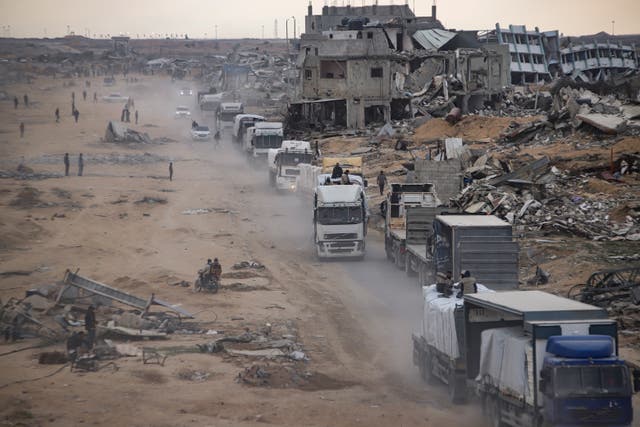 Humanitarian aid trucks in Gaza