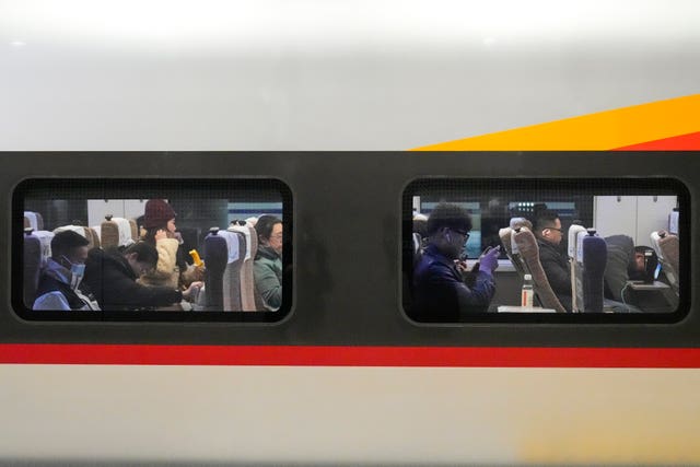 People on board a train