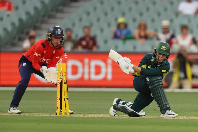 Phoebe Litchfield is bowled by Sophie Ecclestone