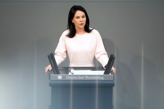 German foreign minister Annalena Baerbock speaks during a session of the German parliament in Berlin