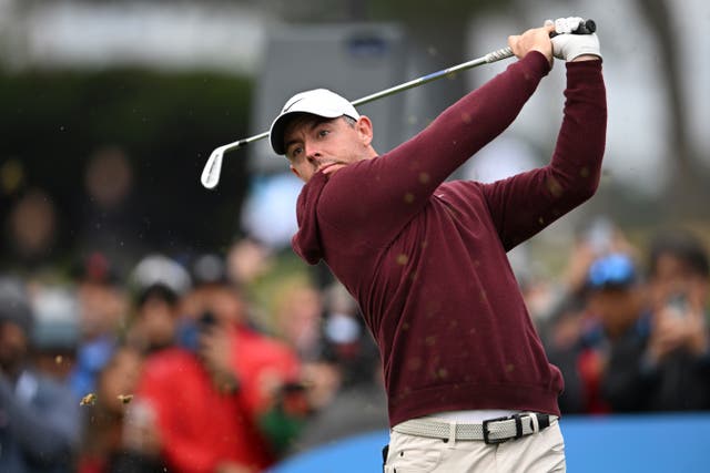 Rory McIlroy of Northern Ireland tees off on the fourth hole at Pebble Beach