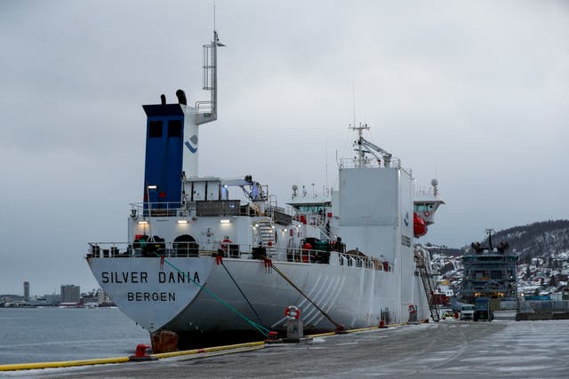 The Norwegian-owned ship Silver Dania in the port of Tromso, Norway