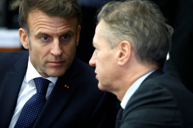 Emmanuel Macron speaks to the Slovenian PM Robert Golob