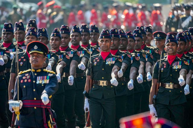 Members of the Sri Lanka’s army march during the country’s Independence Day 