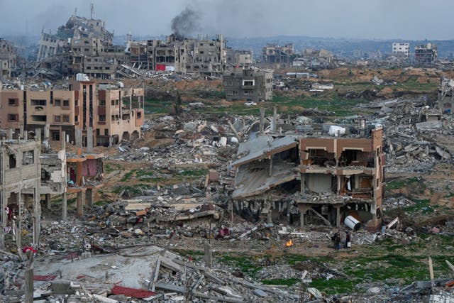 Buildings destroyed during the Israeli army’s ground and air offensive against Hamas in Gaza City