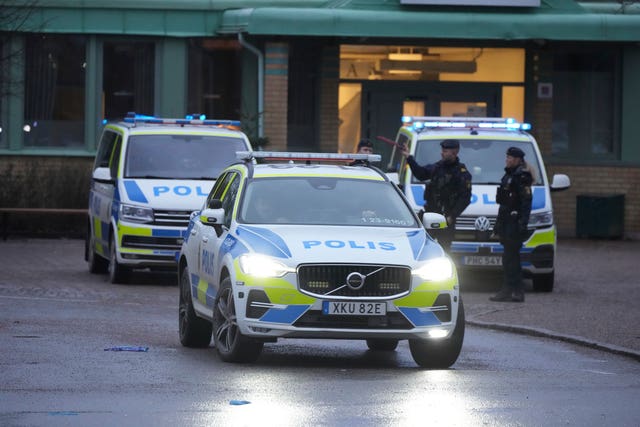 Officers at the scene of the shooting