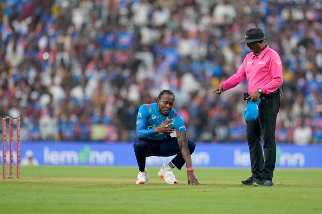 Jofra Archer during England's first ODI against India