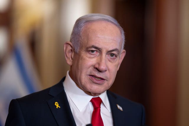 Israeli Prime Minister Benjamin Netanyahu speaks to reporters