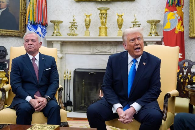 President Donald Trump speaks to Jordan’s King Abdullah II