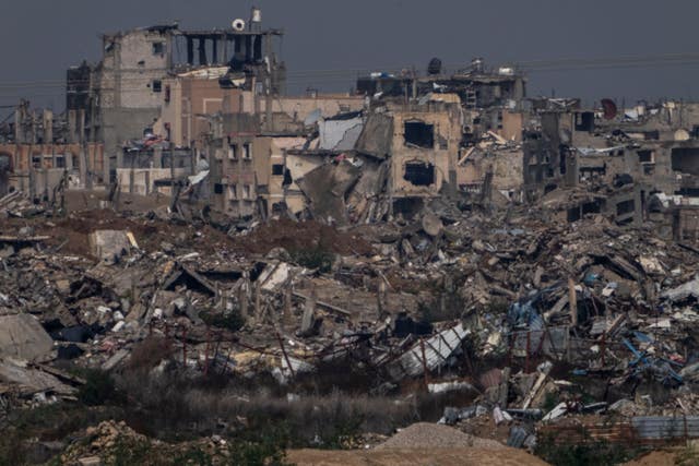 Destroyed buildings in the Gaza Strip