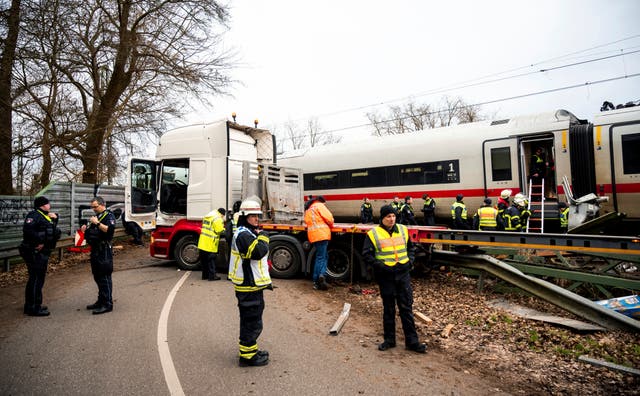 Emergency services at the scene of an accident at a level crossing