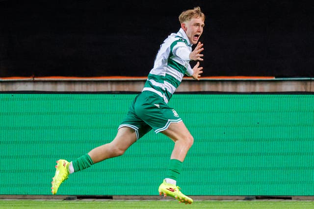 Shamrock Rovers’ Michael Noonan celebrates after scoring in the Conference League against Molde