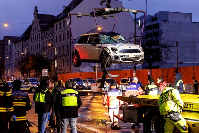 A car is lifted on to a lorry