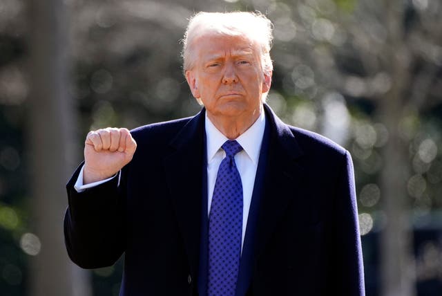 Donald Trump with one fist lifted