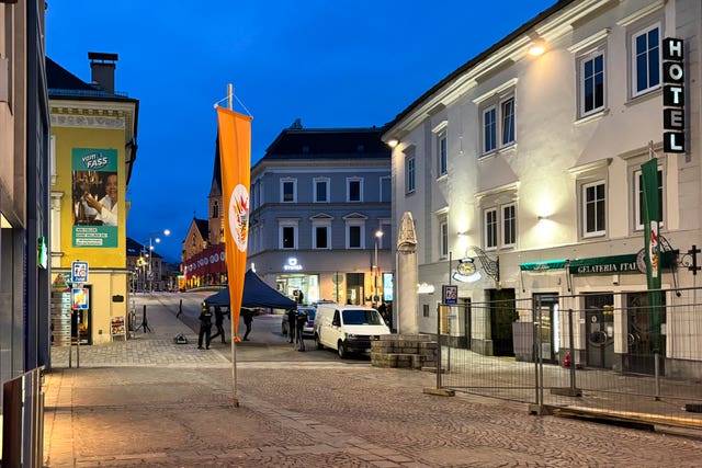 Police work at the scene in Villach