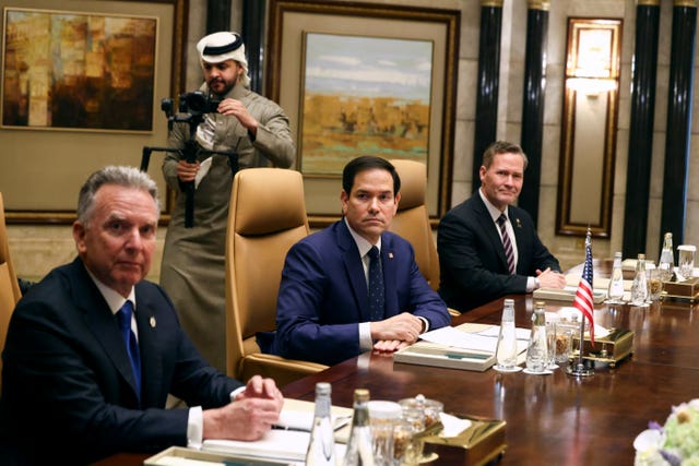 US secretary of state Marco Rubio, centre, with US national security adviser Mike Waltz and Middle East envoy Steve Witkoff 