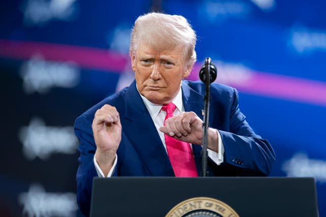 Donald Trump dances as he speaks at the Conservative Political Action Conference