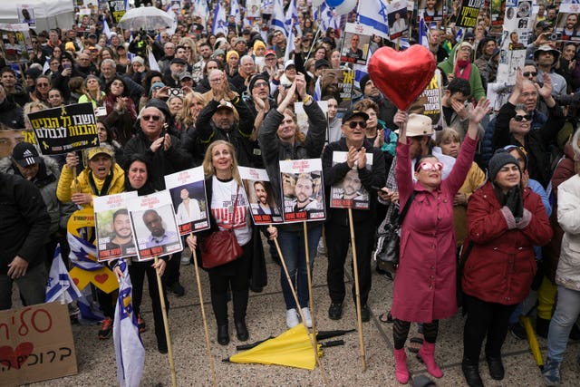 Israelis in Hostages Square in Tel Aviv