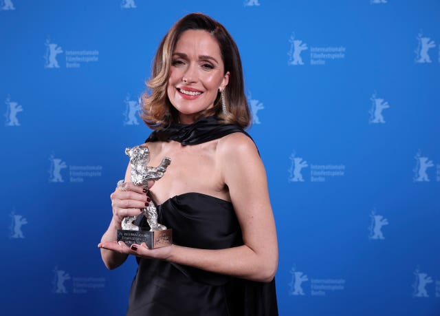 Rose Byrne poses with the Silver Bear for best leading performance