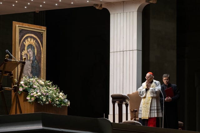 Cardinal Re leads a nightly rosary prayer service