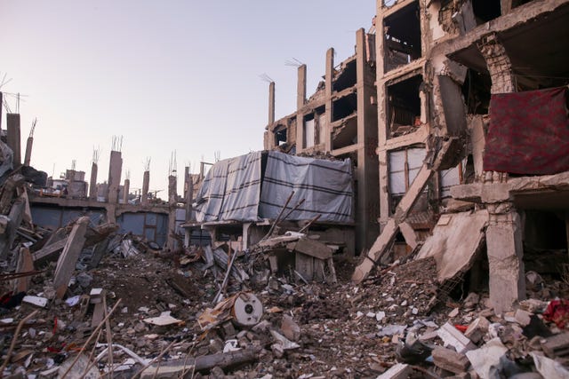 Rubble and destroyed buildings